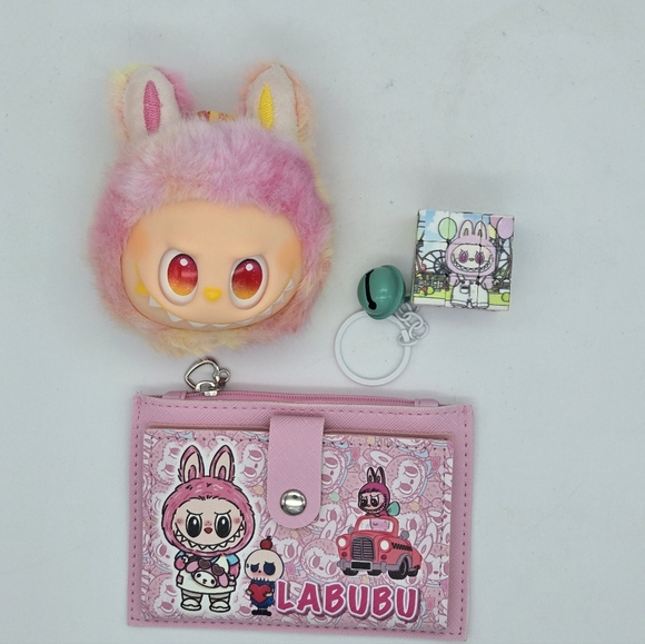 Other - Pink Labubu Wallet and Keychain Set